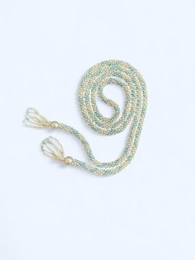 Beaded handmade waist belt with pearl and tassels